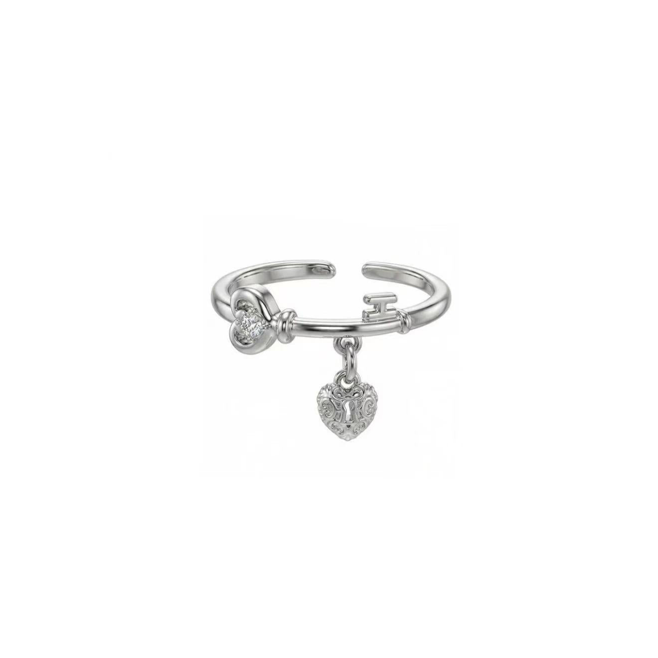 Heart & Key Charm Ring