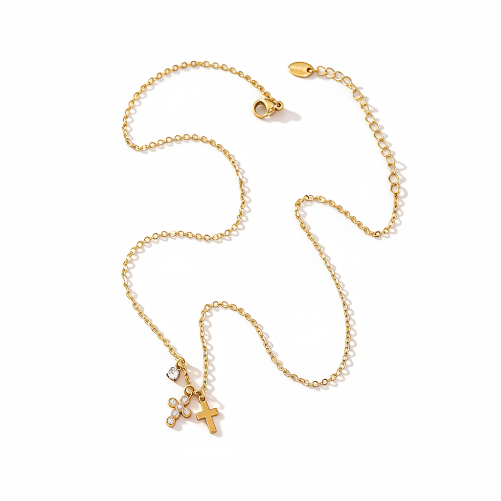 Zirconia kors kraveben halskæde