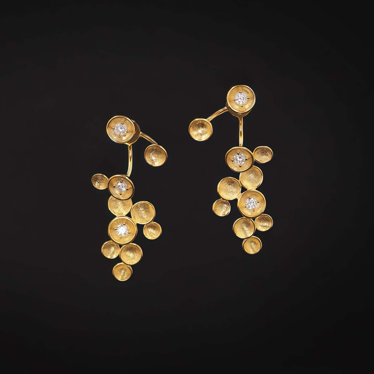 Layered Gold-Foil & Pearl Earrings with Star Drop