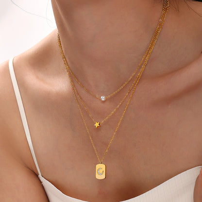 Mehrlagige, stapelbare Designer-Halskette aus Kunstperlen 