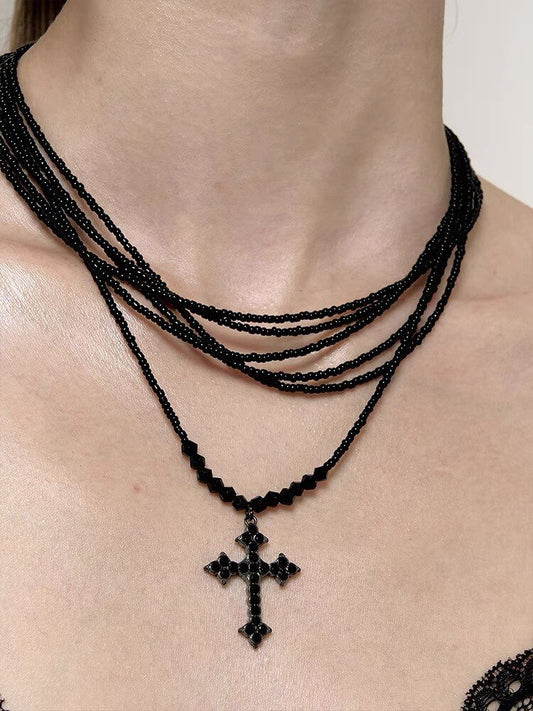 Shadow Cross Multi-Chain Necklace