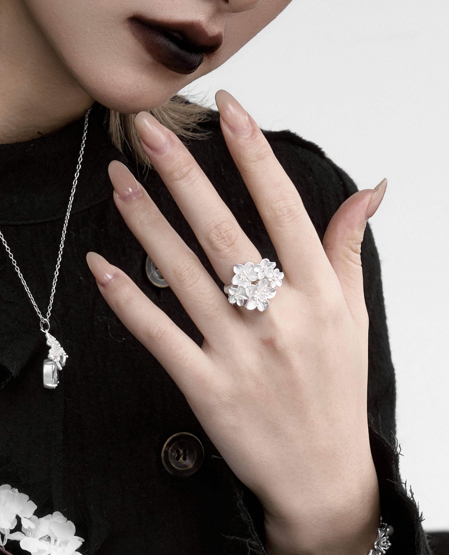 Pure White Cherry Ring