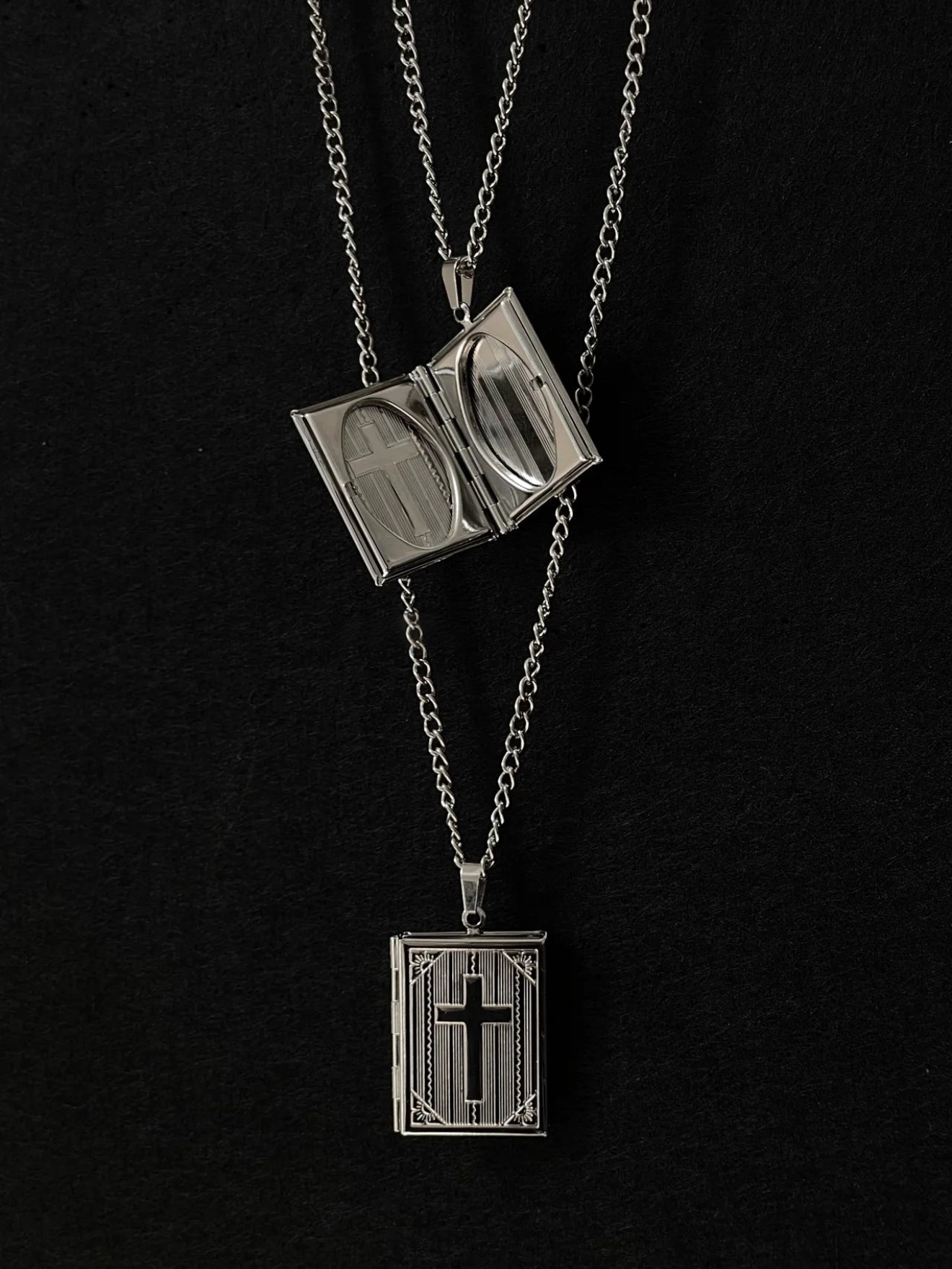 Vintage Cross Bible Locket Necklace