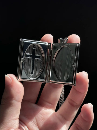 Vintage Cross Bible Locket Necklace