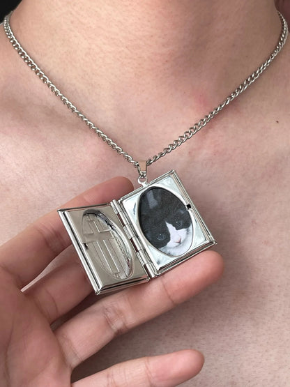 Vintage Cross Bible Locket Necklace