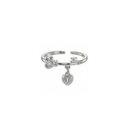 Heart & Key Charm Ring