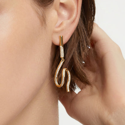 Wavy 18K Gold Plated Zirconia Drop Earrings