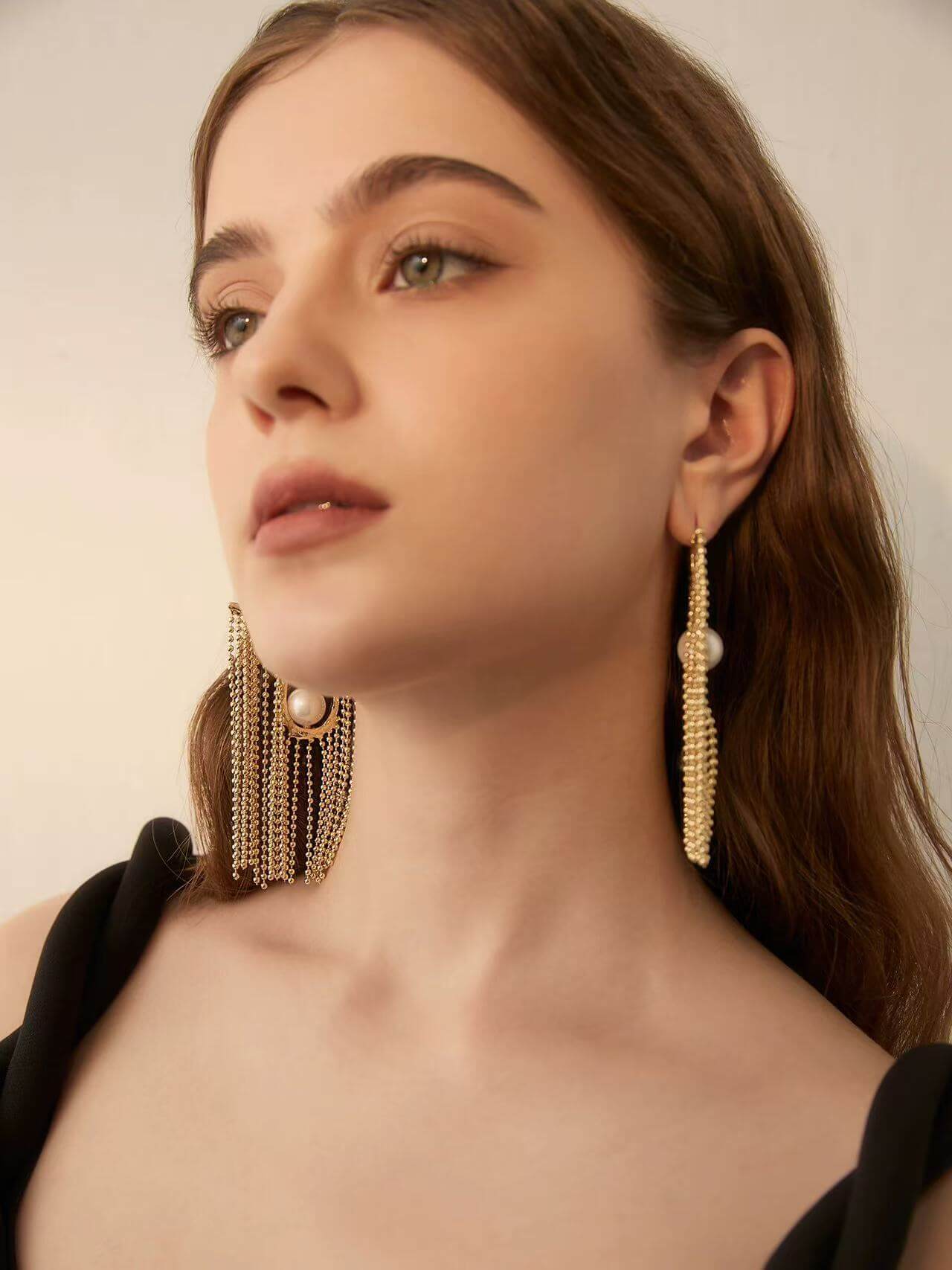 Perlenohrringe mit Quasten