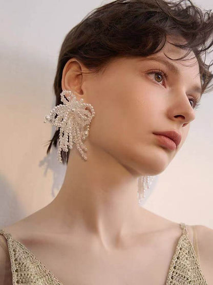 White Sparkler Pearl Earrings