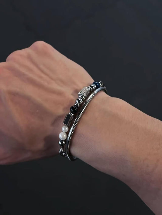 Blue Tiger Eye Layered Bracelet