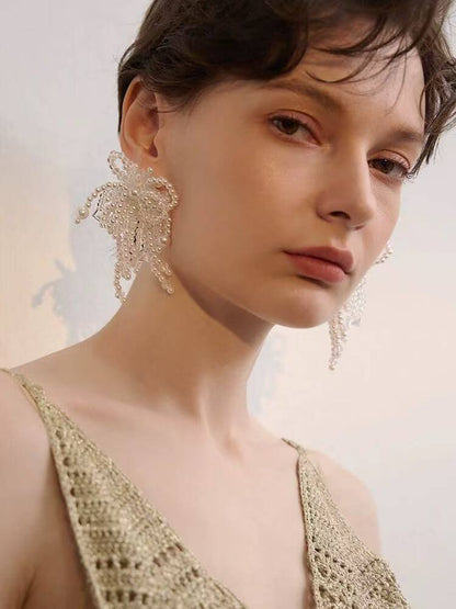 White Sparkler Pearl Earrings