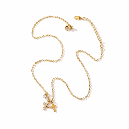 Zirconia kors kraveben halskæde 