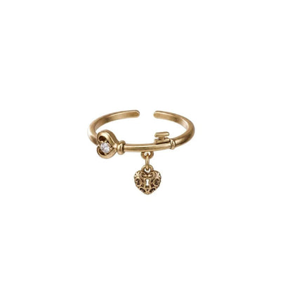 Heart & Key Charm Ring