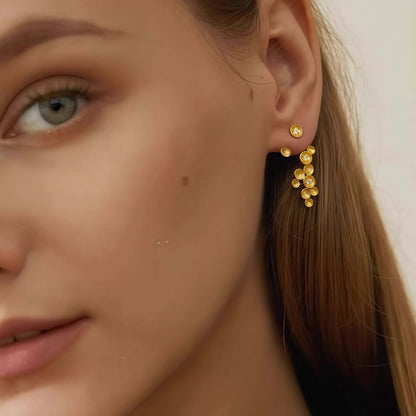 Layered Gold-Foil & Pearl Earrings with Star Drop