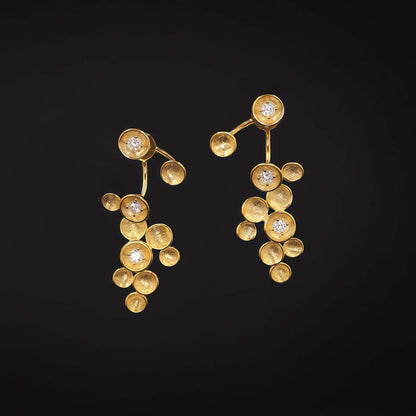 Layered Gold-Foil & Pearl Earrings with Star Drop
