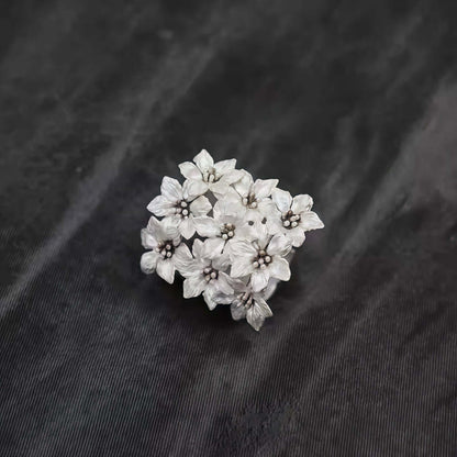 Silver Cluster Ring with Dark Bloom Cuff