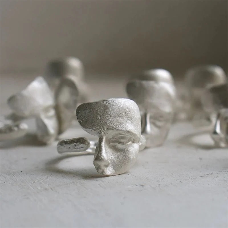 Faceted Half Mask Ring
