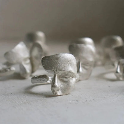 Faceted Half Mask Ring