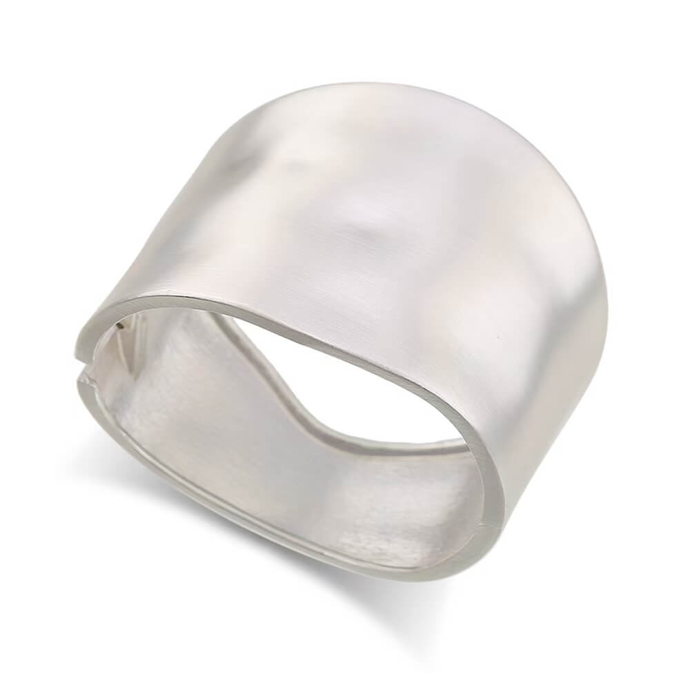 Brushed Wide Cuff Bracelet with Silver Edging