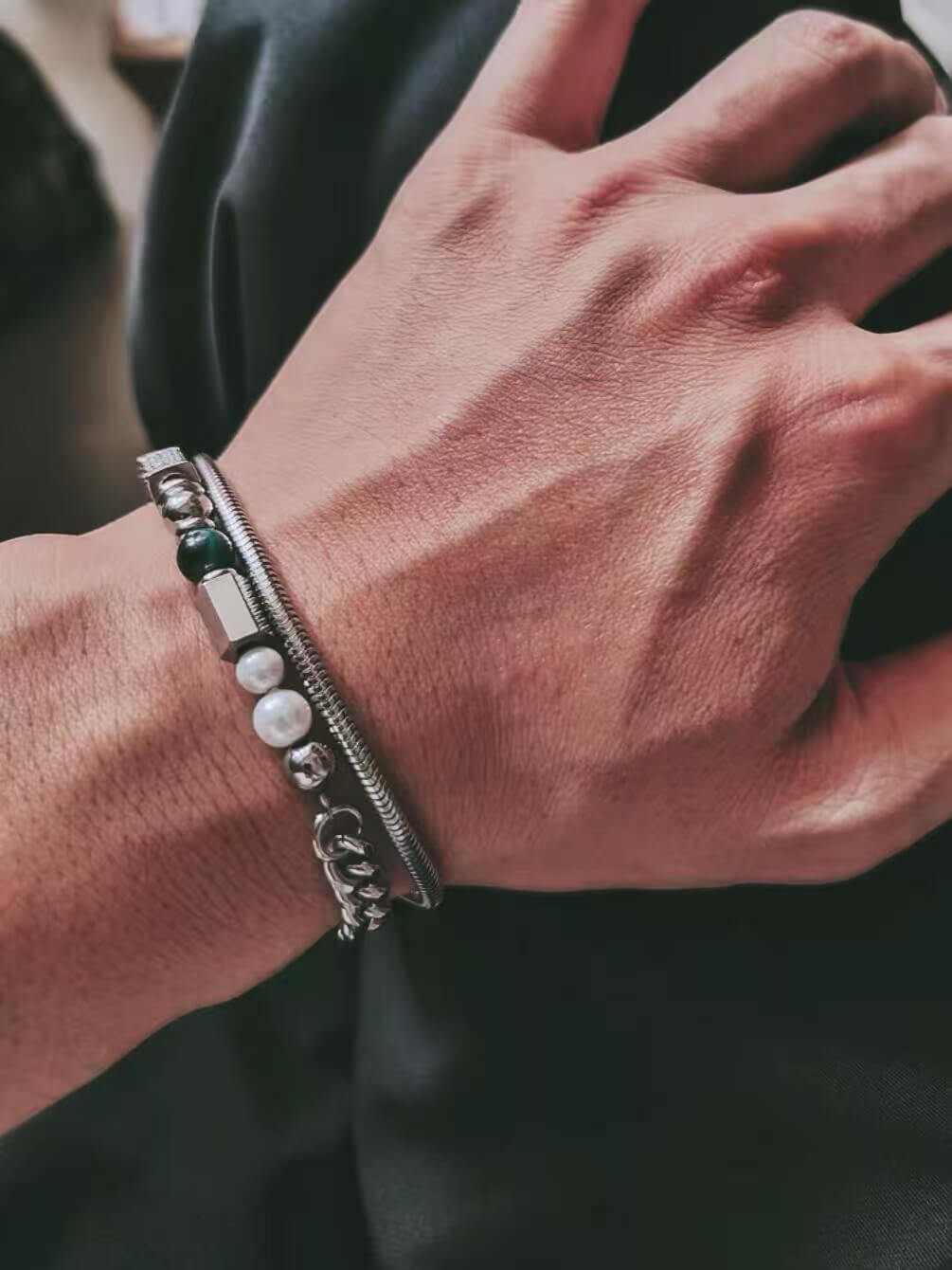 Blue Tiger Eye Layered Bracelet