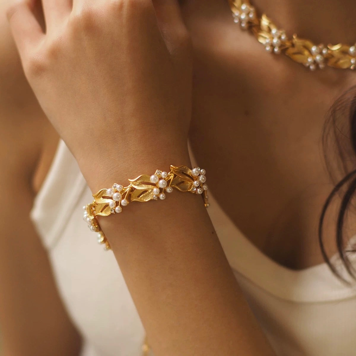 Pearl Leaf Bracelet / Necklace