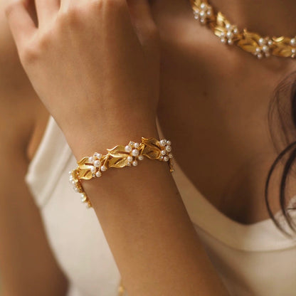 Pearl Leaf Bracelet / Necklace