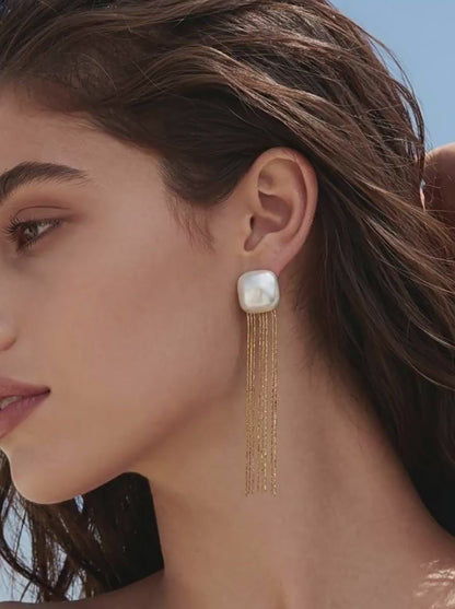 Wavy 18K Gold Plated Zirconia Drop Earrings